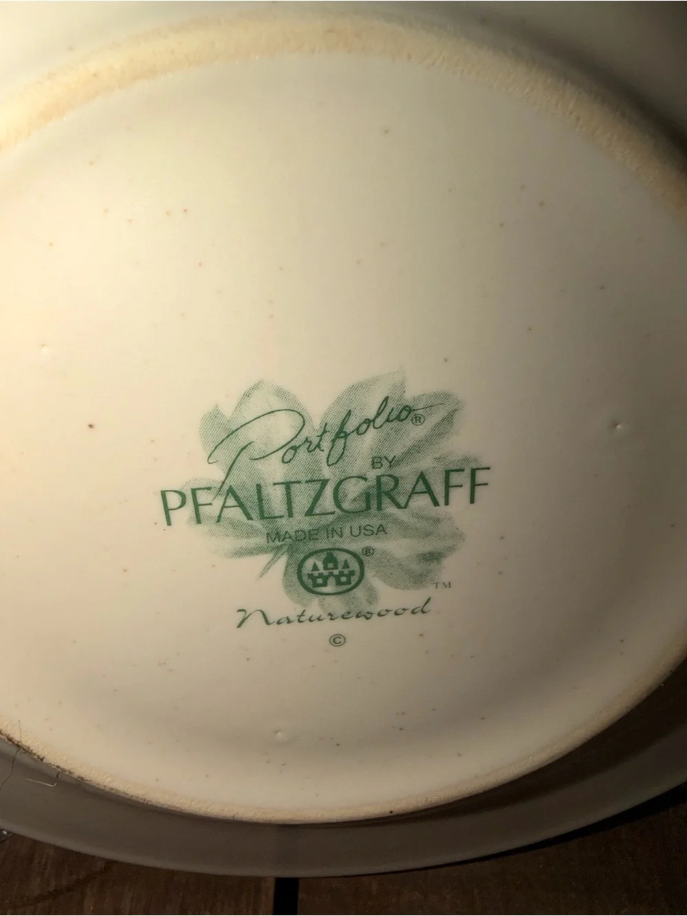 Pfaltzgraff Cream Dinner & Salad Plate Set Green Botanical Accents Set of 2 Vtg